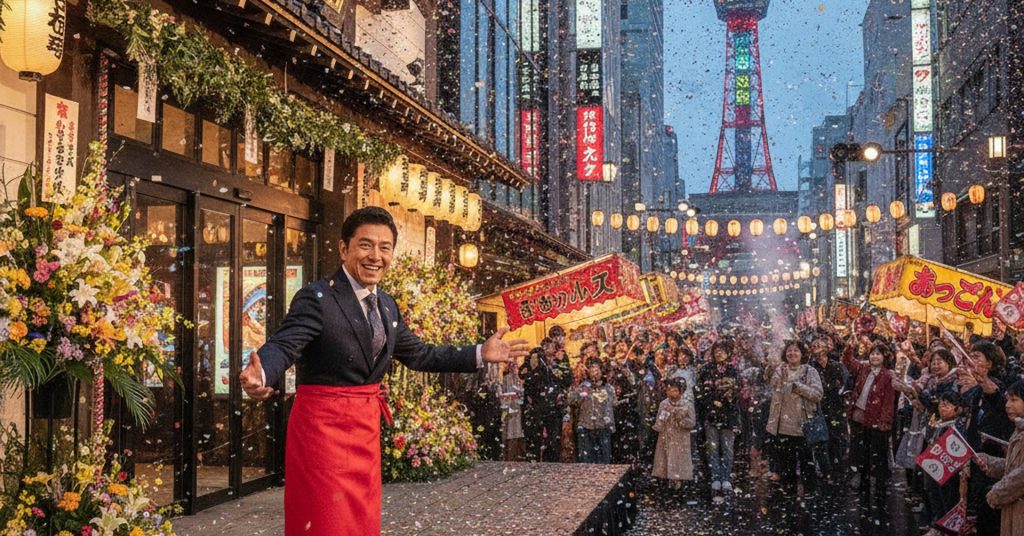 舘ひろし、赤エプロン姿で舞台挨拶！TOHOシネマズ名古屋栄、華々しくオープン